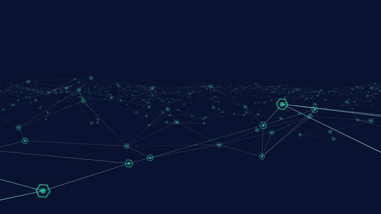 Oval circuit appearing brain neural-net forming and pulsing nodes linking along helix showing links