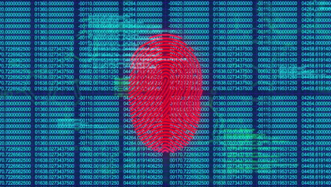 animación de escaneo de huellas digitales sobre fondo de código binario digital