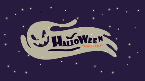 happy halloween lettering in ghost animation