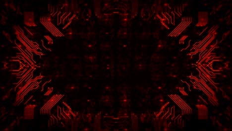 el fondo de la placa de circuitos de alta tecnología roja. animación abstracta de bucle sin costuras generada por computadora.
