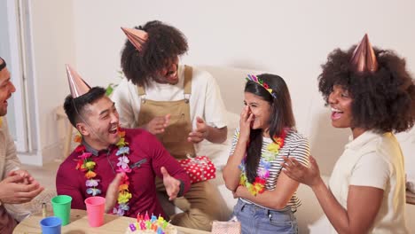 diverse friends celebrating a birthday party