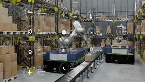 animación de iconos y procesamiento de datos en el almacén