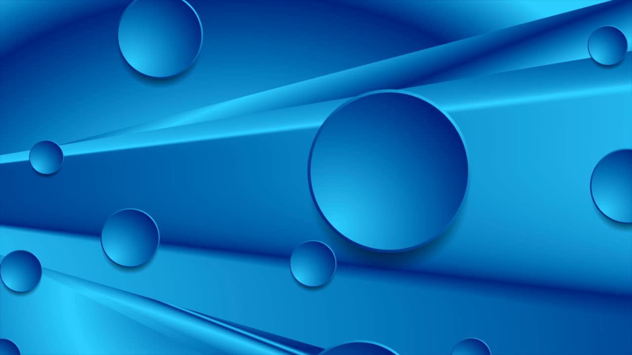 Bright blue abstract corporate motion background with circles