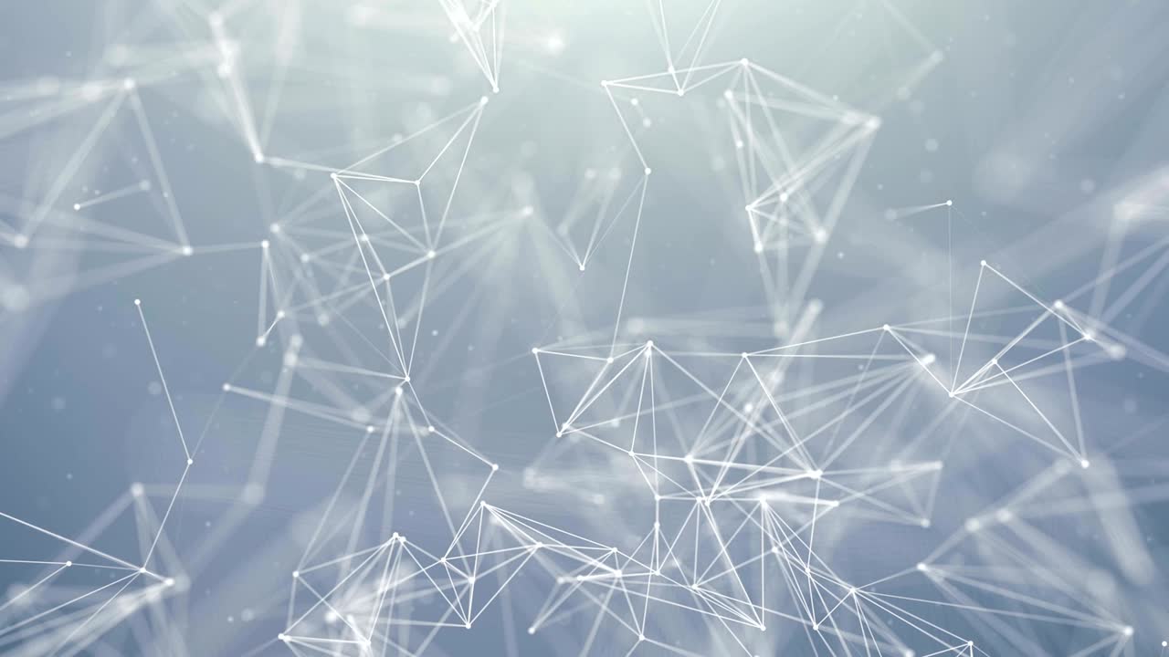 Abstract Digital Concept of Geometrical Figures: Polygon Plexus Fractals Moving, Connecting Between Particles. Triangular Technological Concept Seamless Loop Background Animation