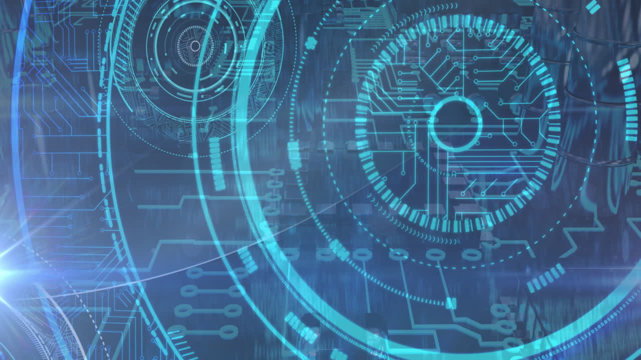 컴퓨터 회로판 요소에 대한 범위 스캐닝의 애니메이션