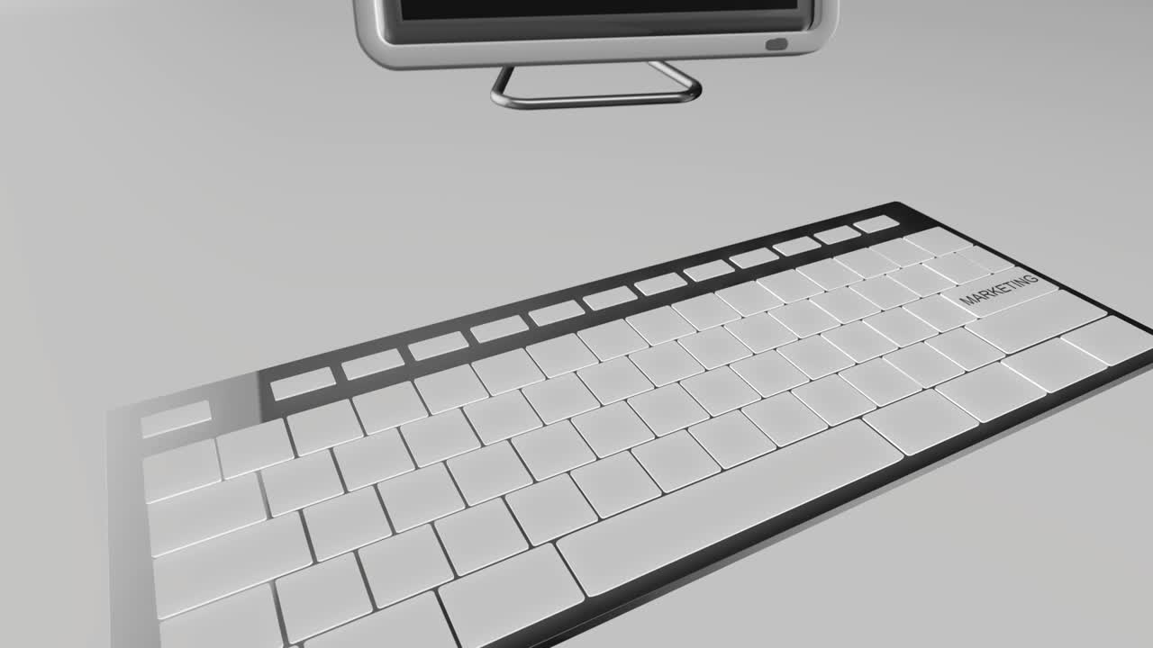 concepto de marketing clave 4k animación 3d azul y cromo