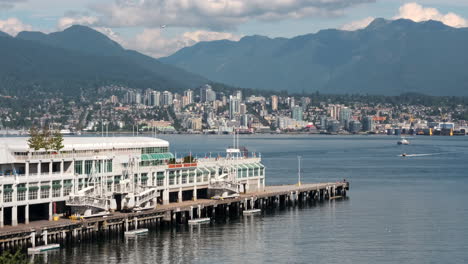 panorama of north vancouver from waterfront station in downtown vancouver, bc, canada