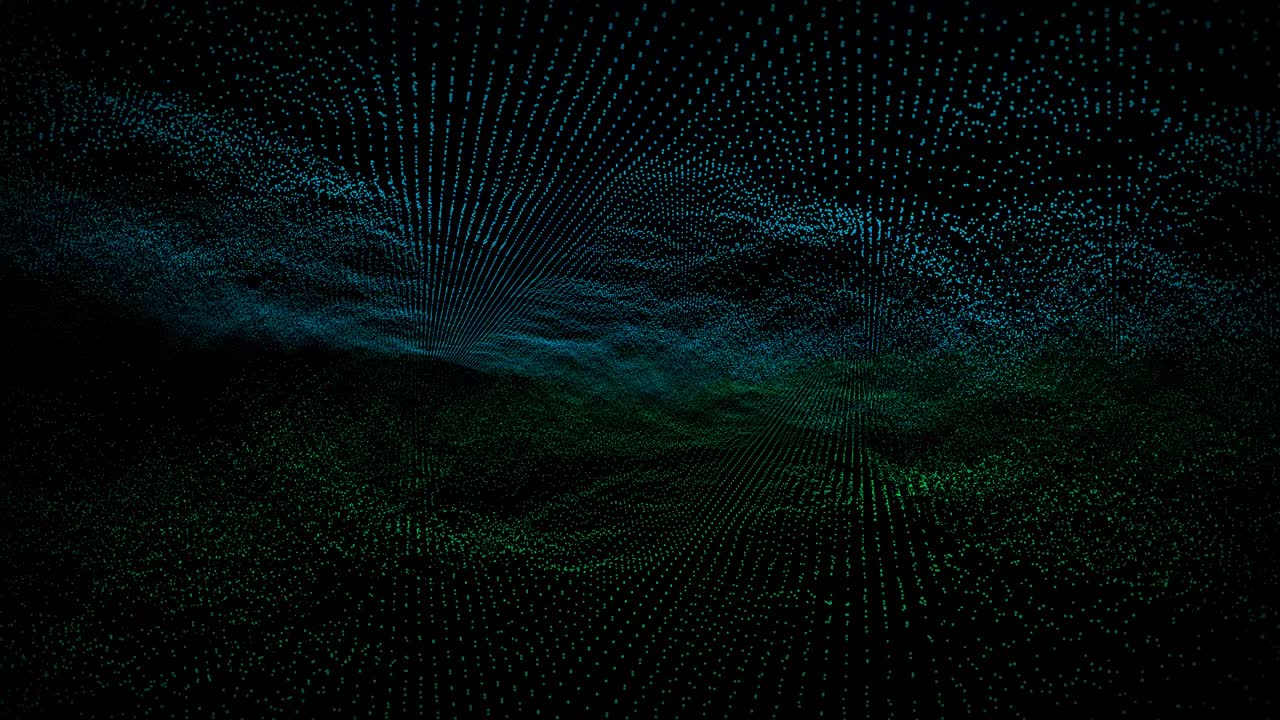 Futuristic abstract blur green waveform dimension ball oscillation, visualization wave technology digital surface