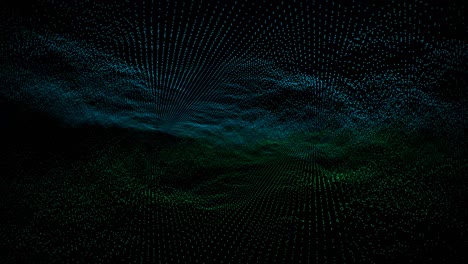 futurista abstracto borroso verde forma de onda dimensión oscilación de la bola, visualización tecnología de ondas superficie digital