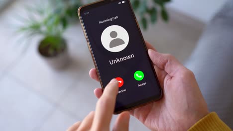 incoming call from unknown caller. - closeup shot