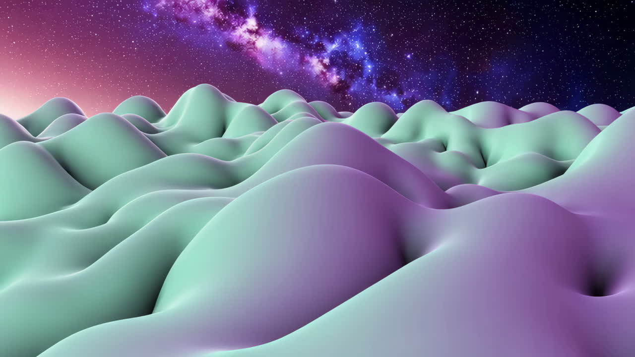 Abstract Pastel Landscape with Milky Way