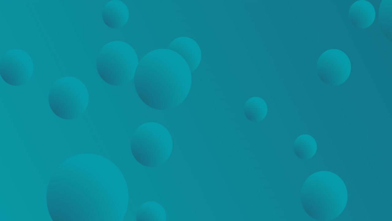 Teal balls and rows of white dots