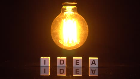 creative and success concept , bright ideas light bulb invention or idea . symbol of idea. the light comes on on a black background