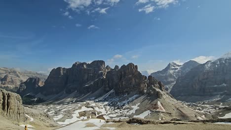 rocky landscape of italian dolomites, taken from lagazuoi peak, with gruppo delle tofane and other magnificent mountains