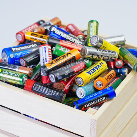 old alkaline batteries. hazardous waste concept