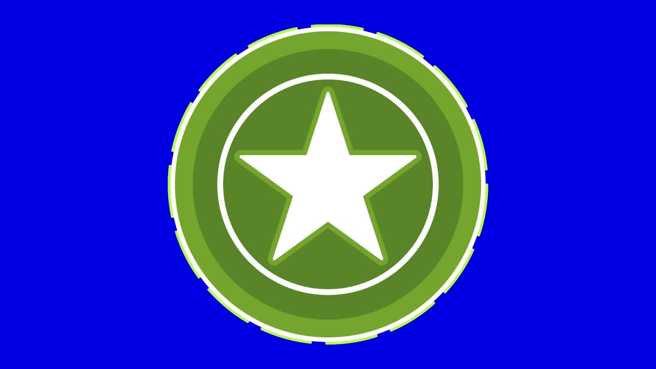 Green star medal or coin looped rotate. Seamless video available in 4K FullHD