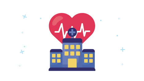 hospital and heart health icon