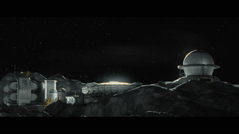 moon surface with a lunar base