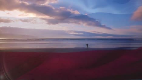 digital composition of russia flag waving against aerial view of waves in the sea