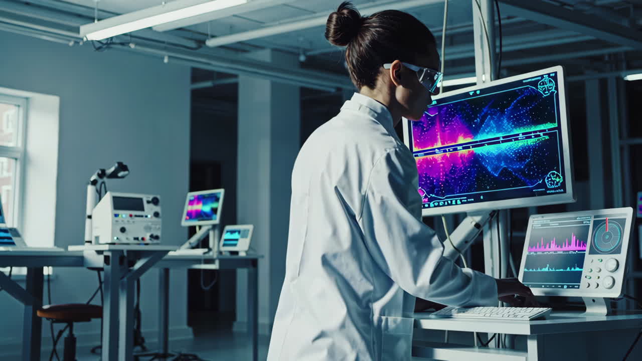 Female Scientist Working in a Modern Research Lab