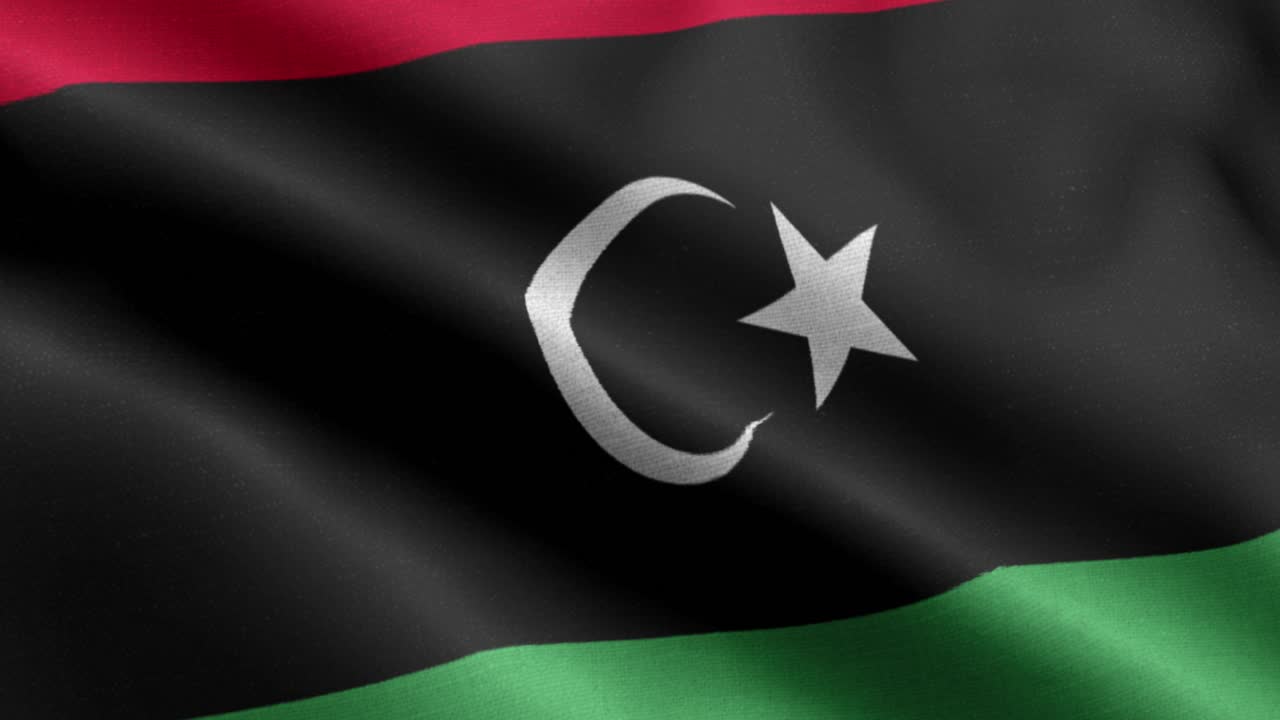 Closeup Waving loop 4k National Flag of  libya