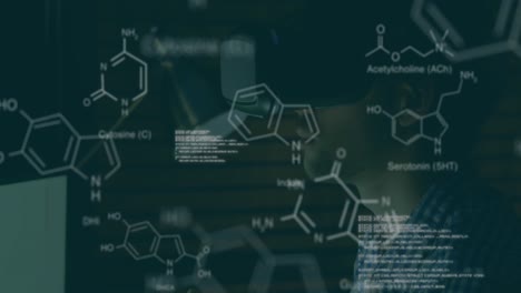 Animation-of-chemical-structures-and-data-processing-over-caucasian-man-wearing-vr-headset