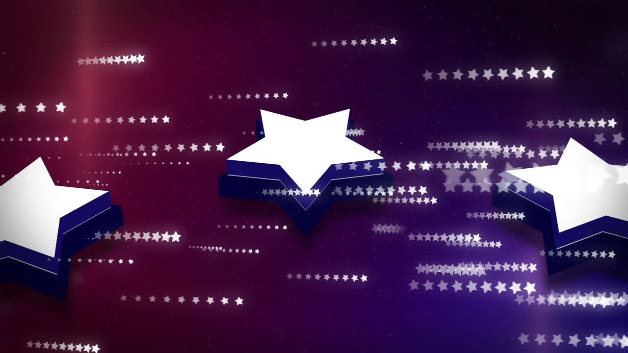 다채로운 배경 위에 움직이는 색 별의 애니메이션