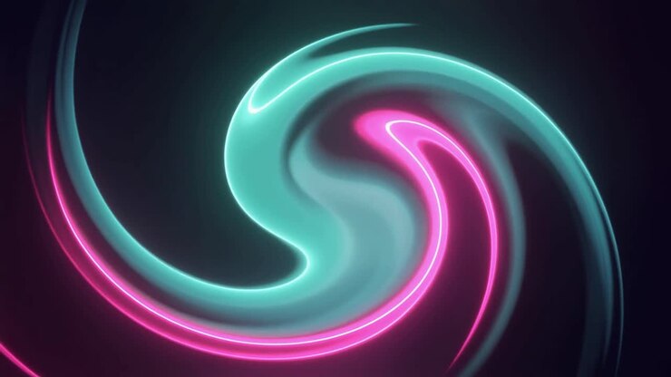 Fluid Pink and Teal Neon Light Swirl