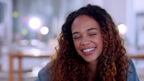 Laughing,-face-and-happy-business-woman-in-office