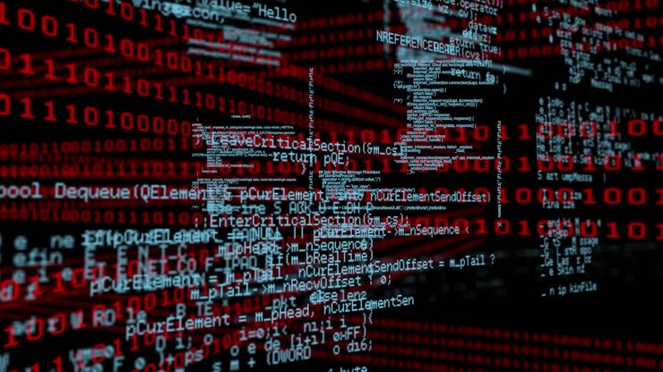 Animation der Datenverarbeitung über Binärcodes und Computerberechnungen.