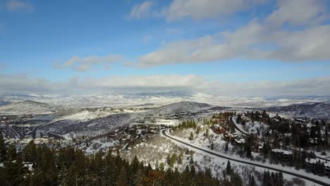 Schneebedeckte-Bäume-Im-Verschneiten-Ferienort