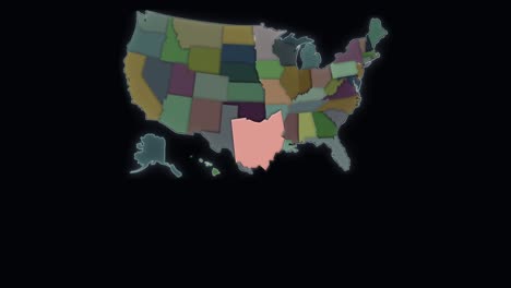 ohio está resaltado - estados unidos - mapa de estados unidos