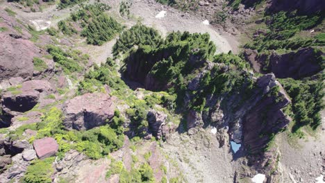 Aerial-Top-Down-of-Jagged-Mountain-Peaks---Mackenzie-Range,-Vancouver-Island,-BC,-Canada