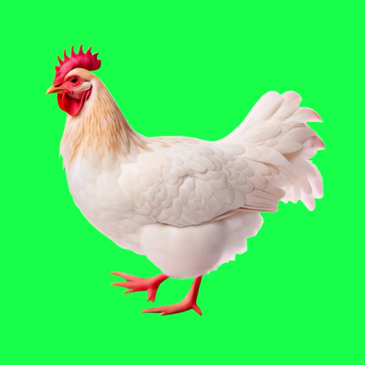 White chicken animation, transparent 4K video, green screen