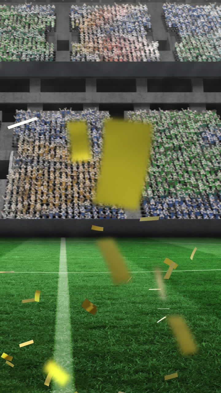 스포츠 경기장 위 에 떨어지는 금색 콘페티 의 애니메이션