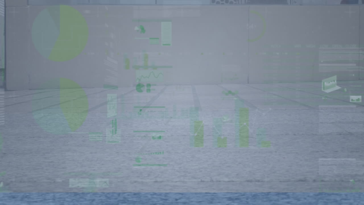 animación del procesamiento de datos financieros sobre diversas personas que caminan por la calle