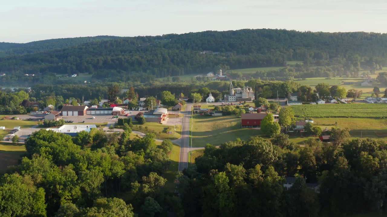 Rural farmland and small town in USA
