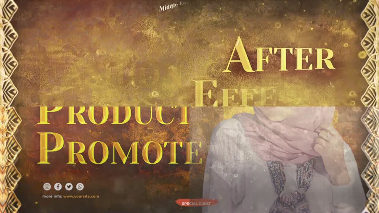 Un moderno modello di motion graphic progettato per contenuti video di moda mediorientale