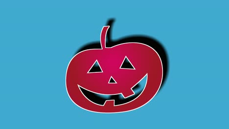 espeluznante calabaza símbolo de halloween animación drop down gráficos de movimiento en elementos de video de fondo azul