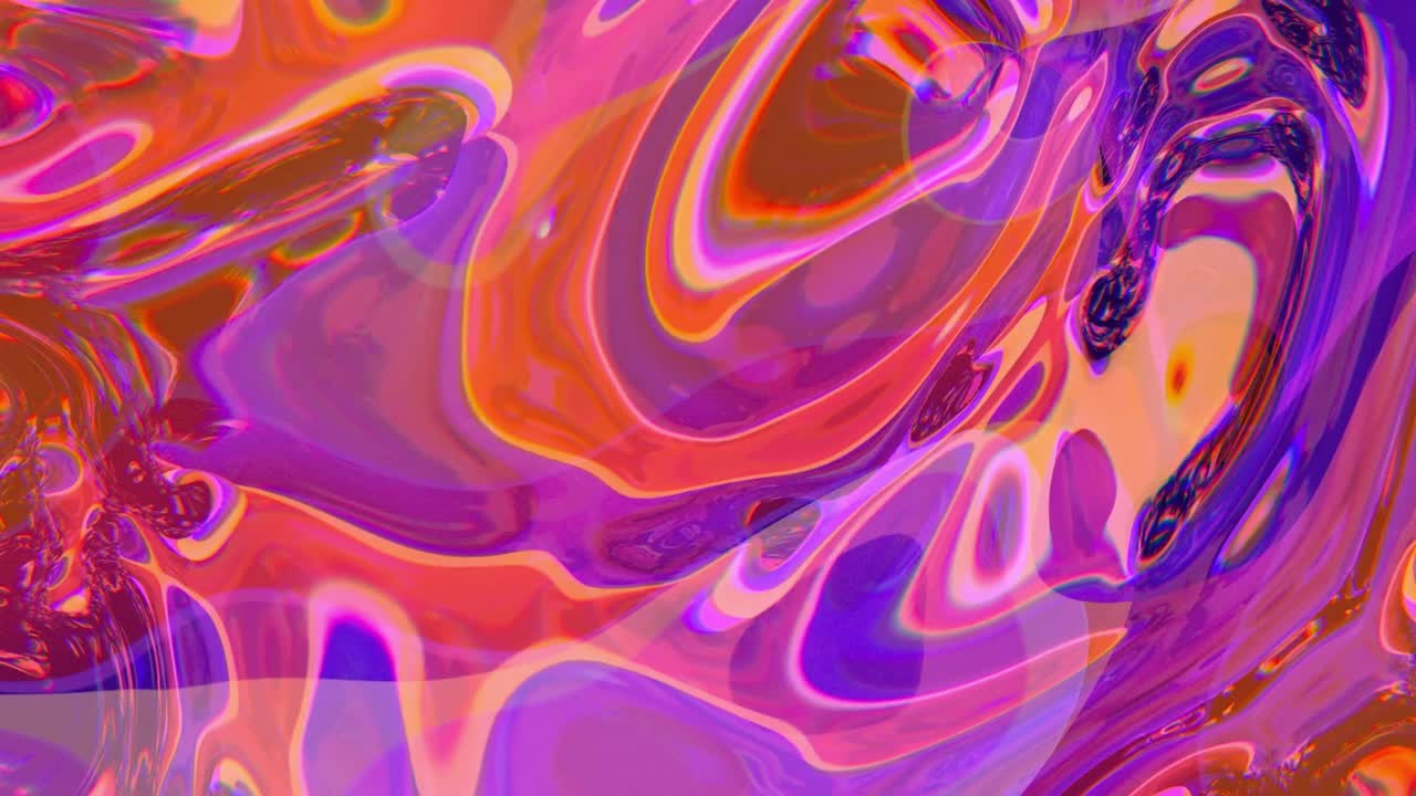 Vibrant abstract animation of flowing liquid forms in warm psychedelic colors like pink, orange, and purple. Energetic, trippy, and colorful background