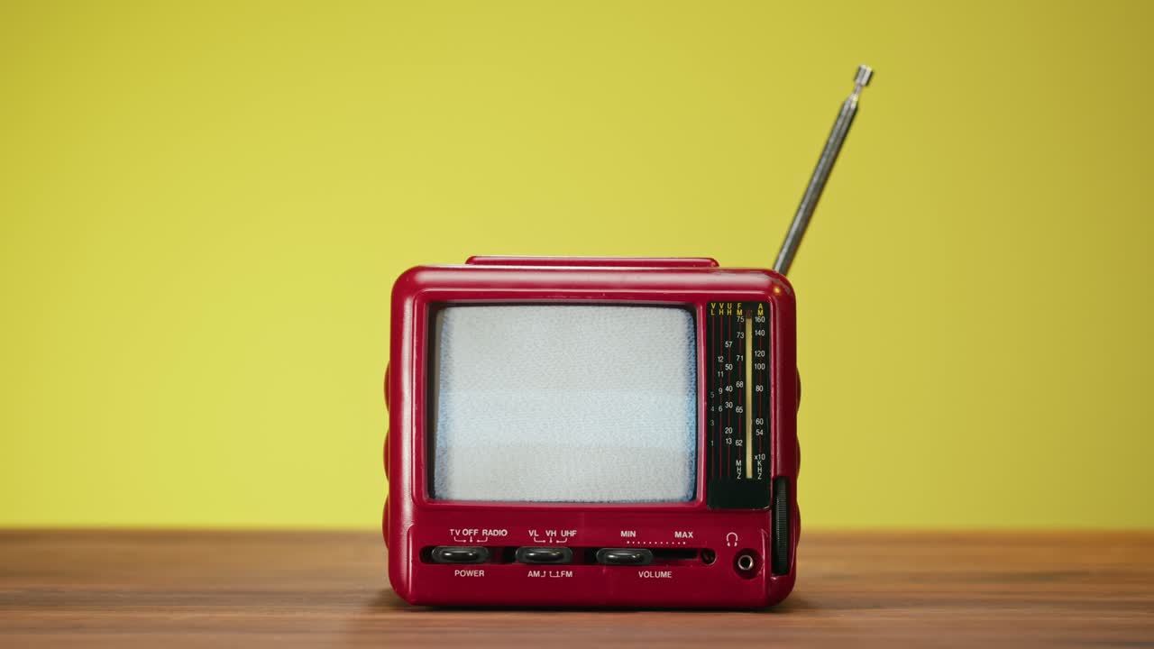 A retro red portable tv