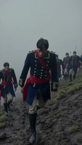 historical soldiers in military uniforms
