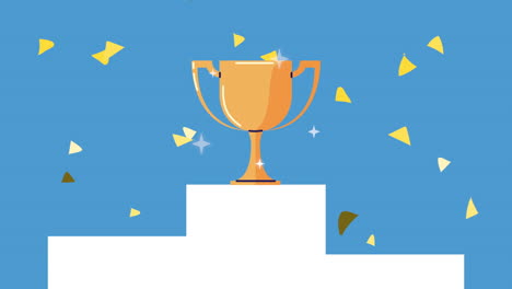 trophy cup in podium animation