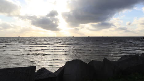 dark sea with bright sky