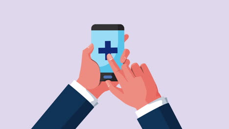 tecnología de salud en línea con animación de teléfonos inteligentes
