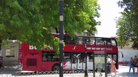 red double-decker bus hop-on hop-off tour in istanbul