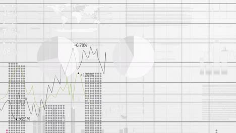 Animation-of-multiple-business-graphs-moving-on-white-grid-pattern