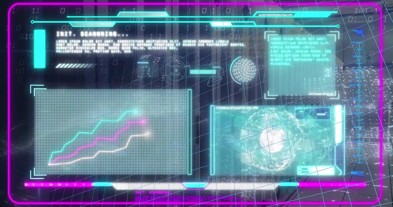 Animated Futuristic HUD with Scanning and Data Visualization