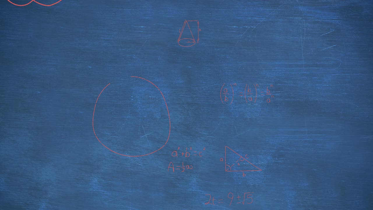 Animatie van wiskundige vergelijkingen over blauwe achtergrond.