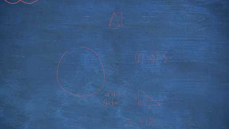 animation of mathematical equations over blue background